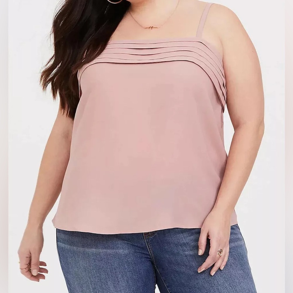 Torrid Blush Pink Pleated Georgette Cami Tank Top SIZE 00 Flowy Lightweight